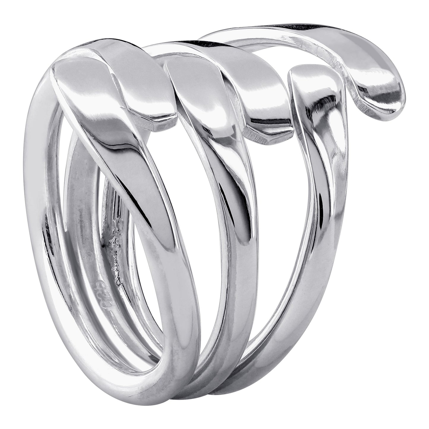 Horseshoe Nails Design Finger Wrap Bypass Sterling Silver Ring