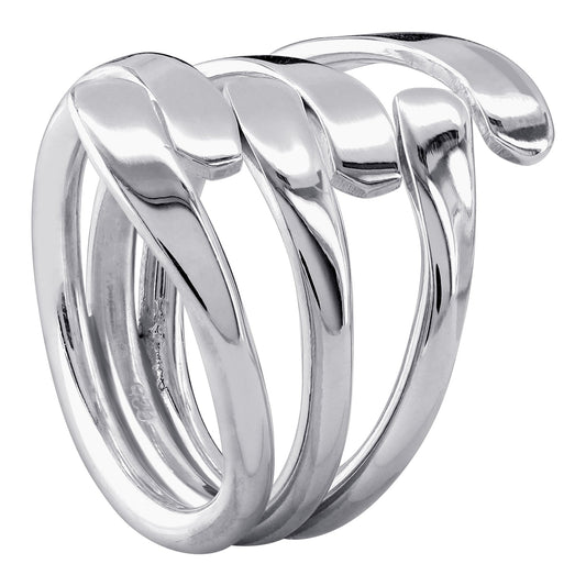 Horseshoe Nails Design Finger Wrap Bypass Sterling Silver Ring