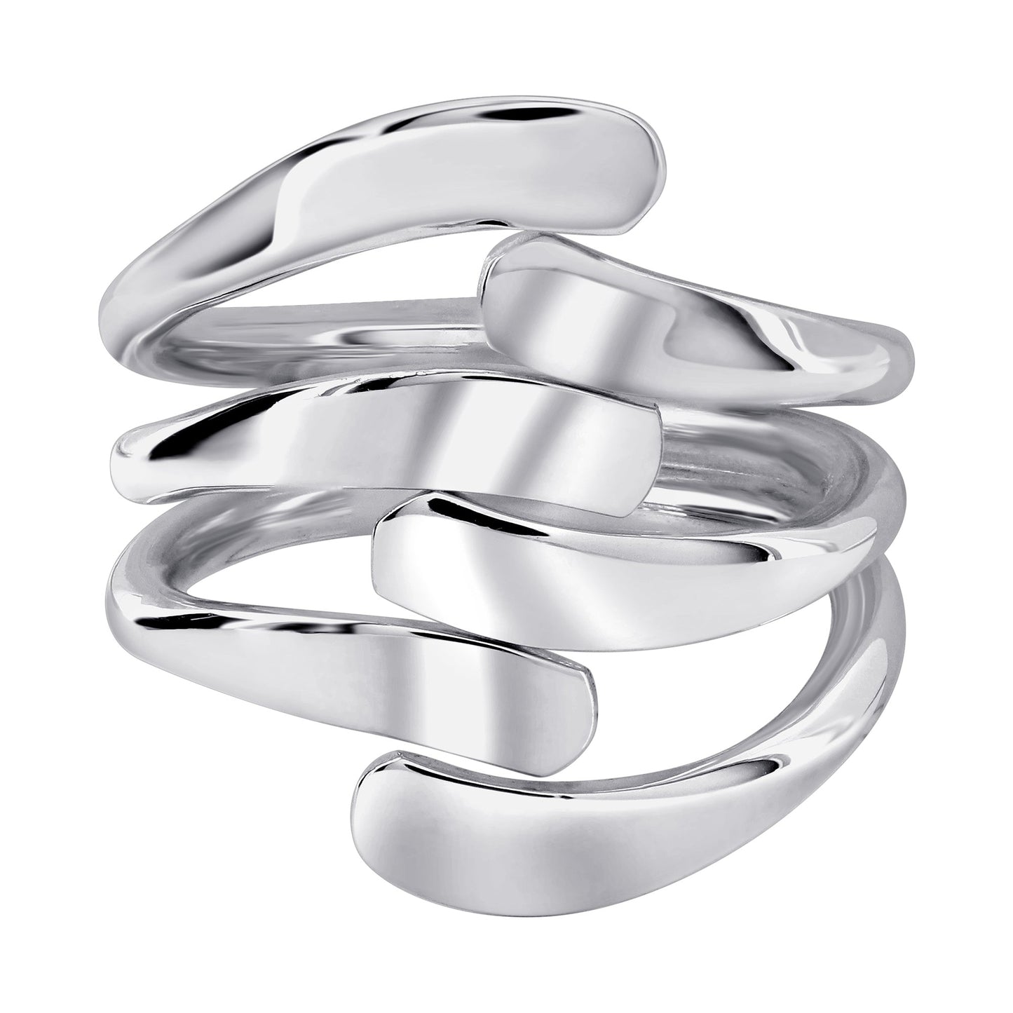 Horseshoe Nails Design Finger Wrap Bypass Sterling Silver Ring
