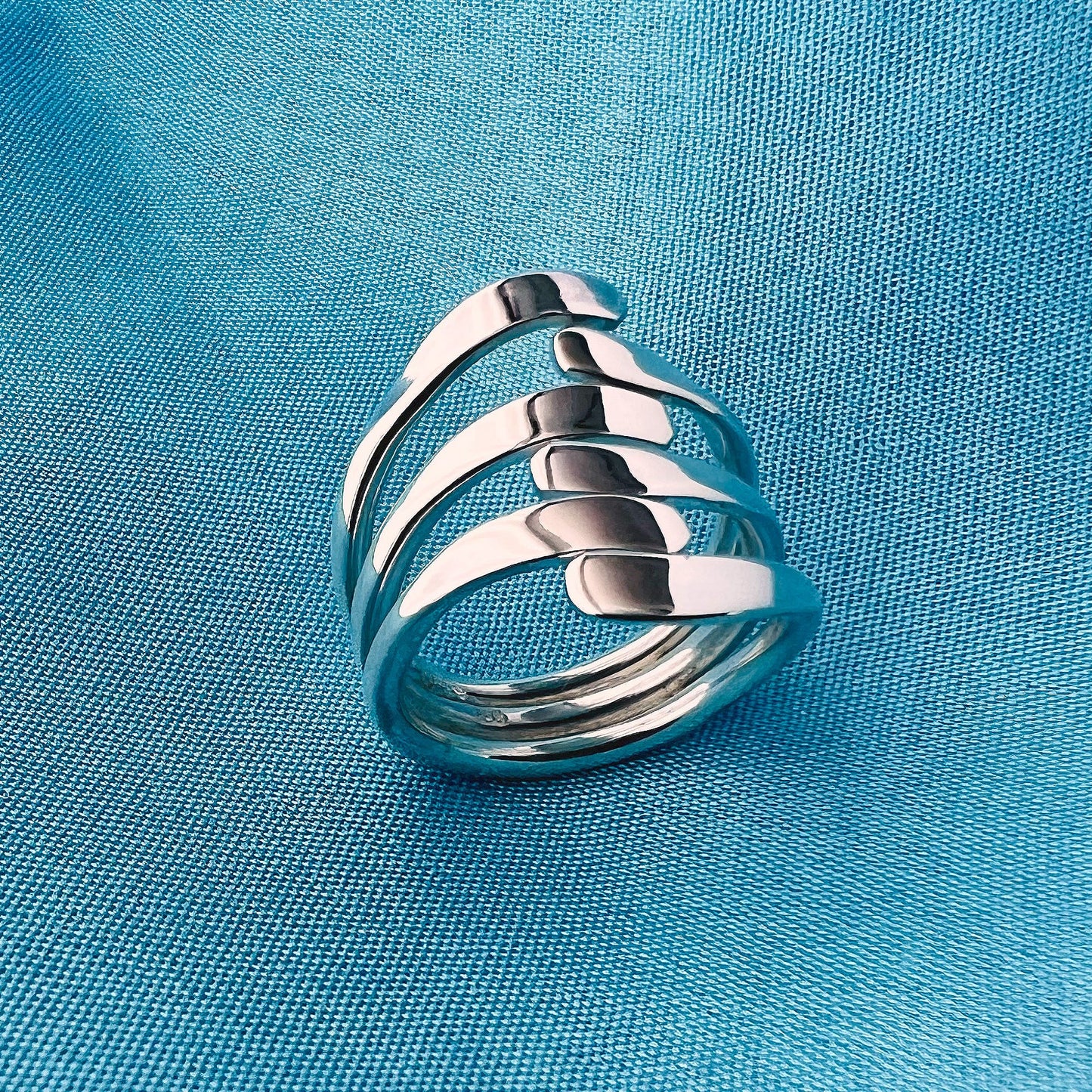 Horseshoe Nails Design Finger Wrap Bypass Sterling Silver Ring