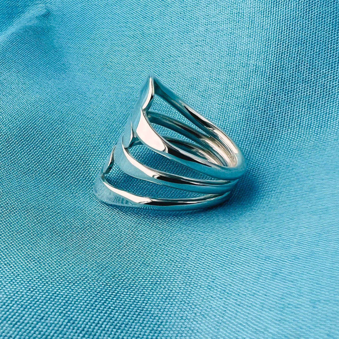 Horseshoe Nails Design Finger Wrap Bypass Sterling Silver Ring