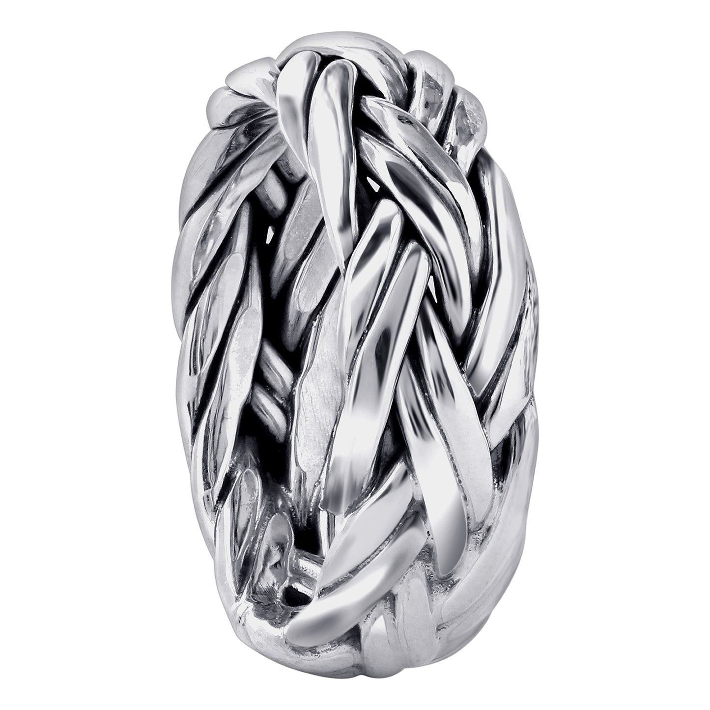 925 Sterling Silver High Polished Simple Braid Handmade Ring - Gem Avenue