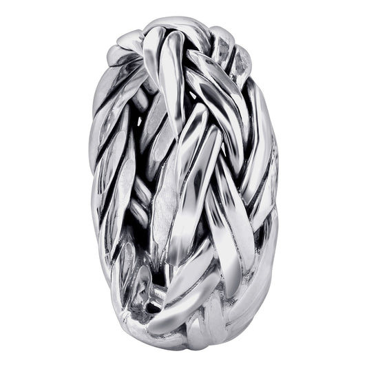 925 Sterling Silver High Polished Simple Braid Handmade Ring - Gem Avenue