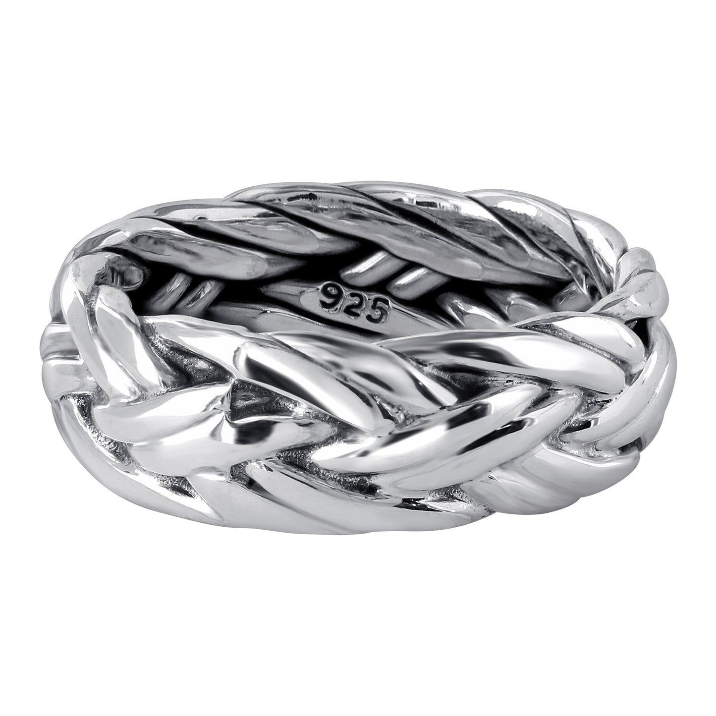 925 Sterling Silver High Polished Simple Braid Handmade Ring - Gem Avenue