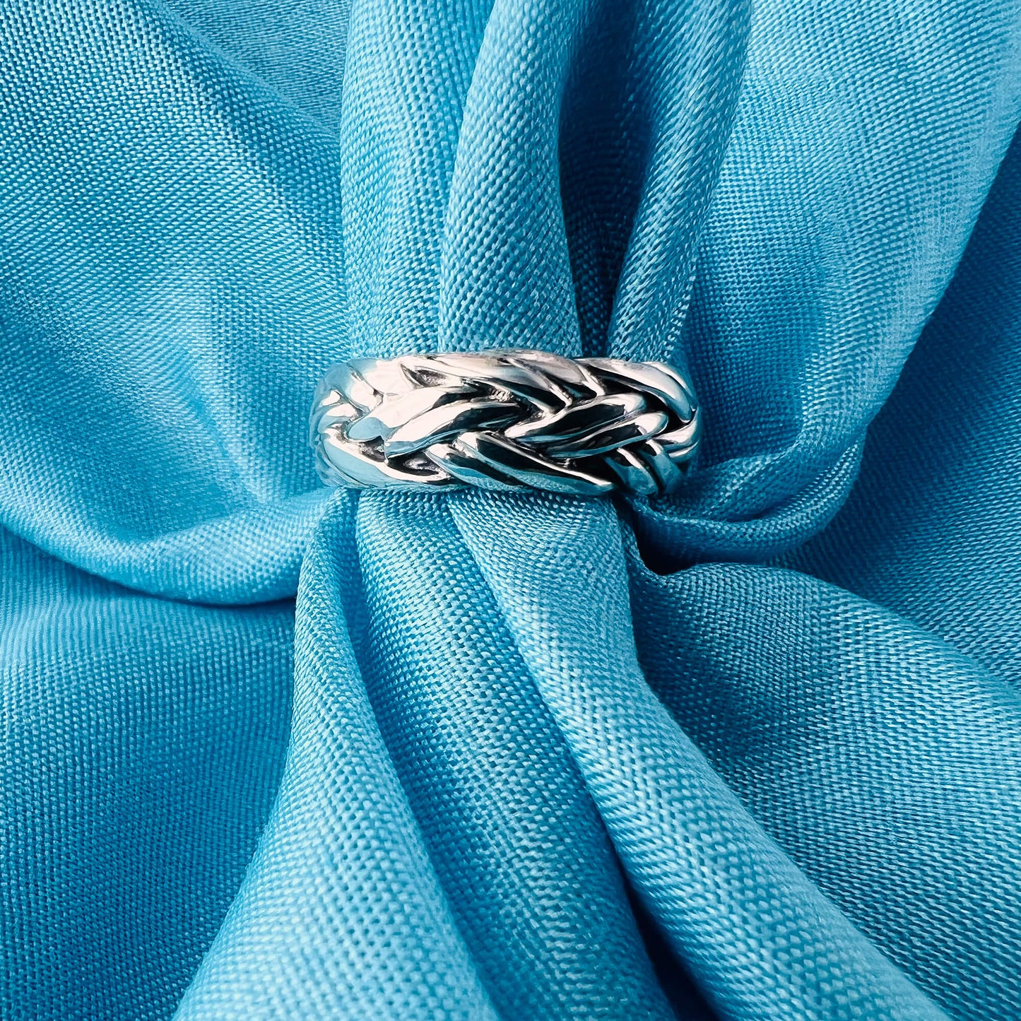 925 Sterling Silver High Polished Simple Braid Handmade Ring - Gem Avenue