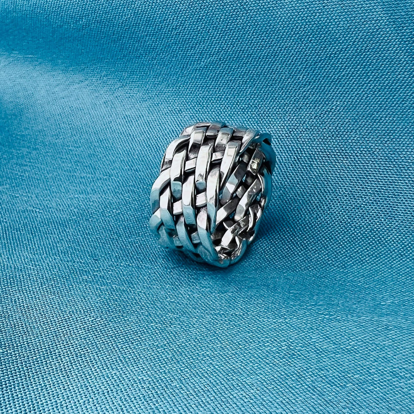 925 Sterling Silver Hollow Retro Wide Braided Finger Ring - Gem Avenue