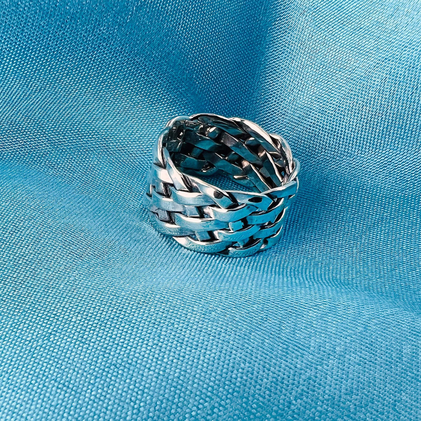 925 Sterling Silver Hollow Retro Wide Braided Finger Ring - Gem Avenue