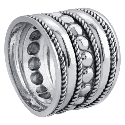 Chunky Bali Style Boho 925 Sterling Silver Ring - Gem Avenue