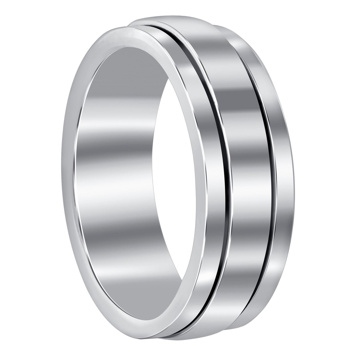 925 Sterling Silver Spinner Polished Band Fidget Ring