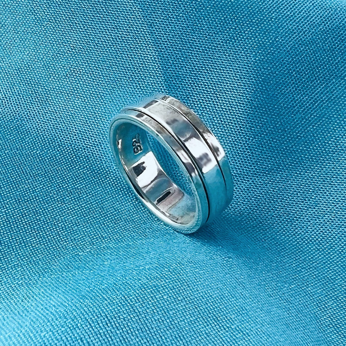 925 Sterling Silver Spinner Polished Band Fidget Ring