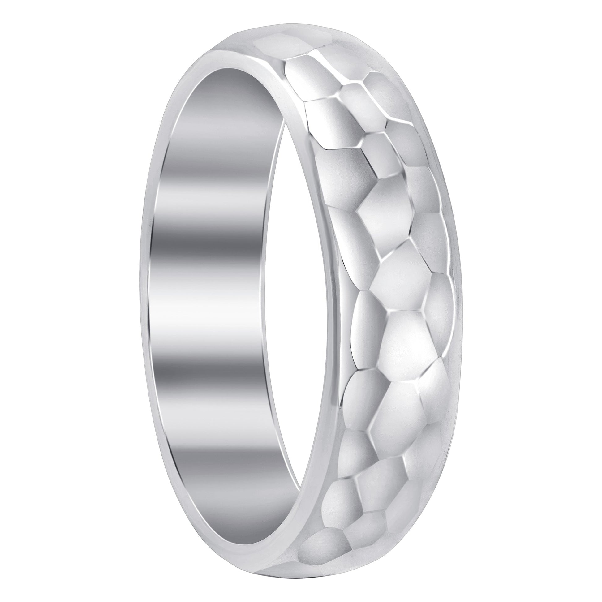 Unisex Couples Multi Faceted Prism Cut Sterling Silver Band - Gem Avenue