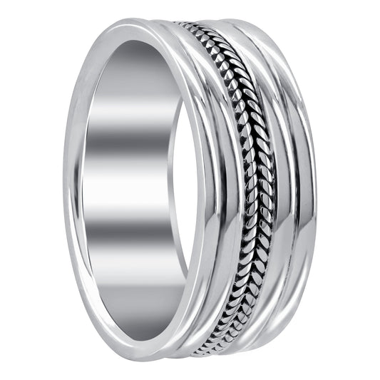 Men's Braided 925 Sterling Silver Band Ring - Gem Avenue