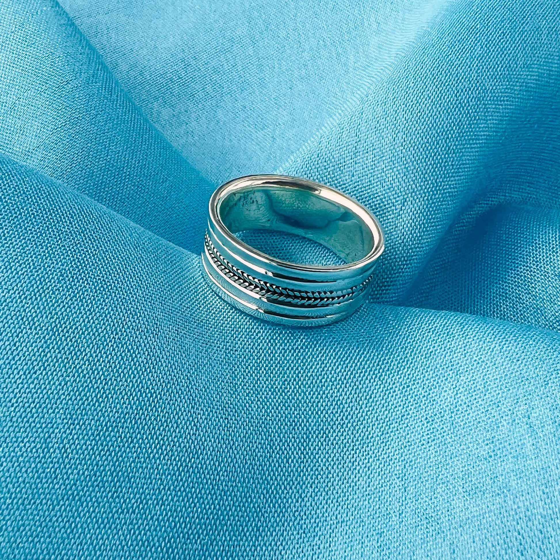 Men's Braided 925 Sterling Silver Band Ring - Gem Avenue