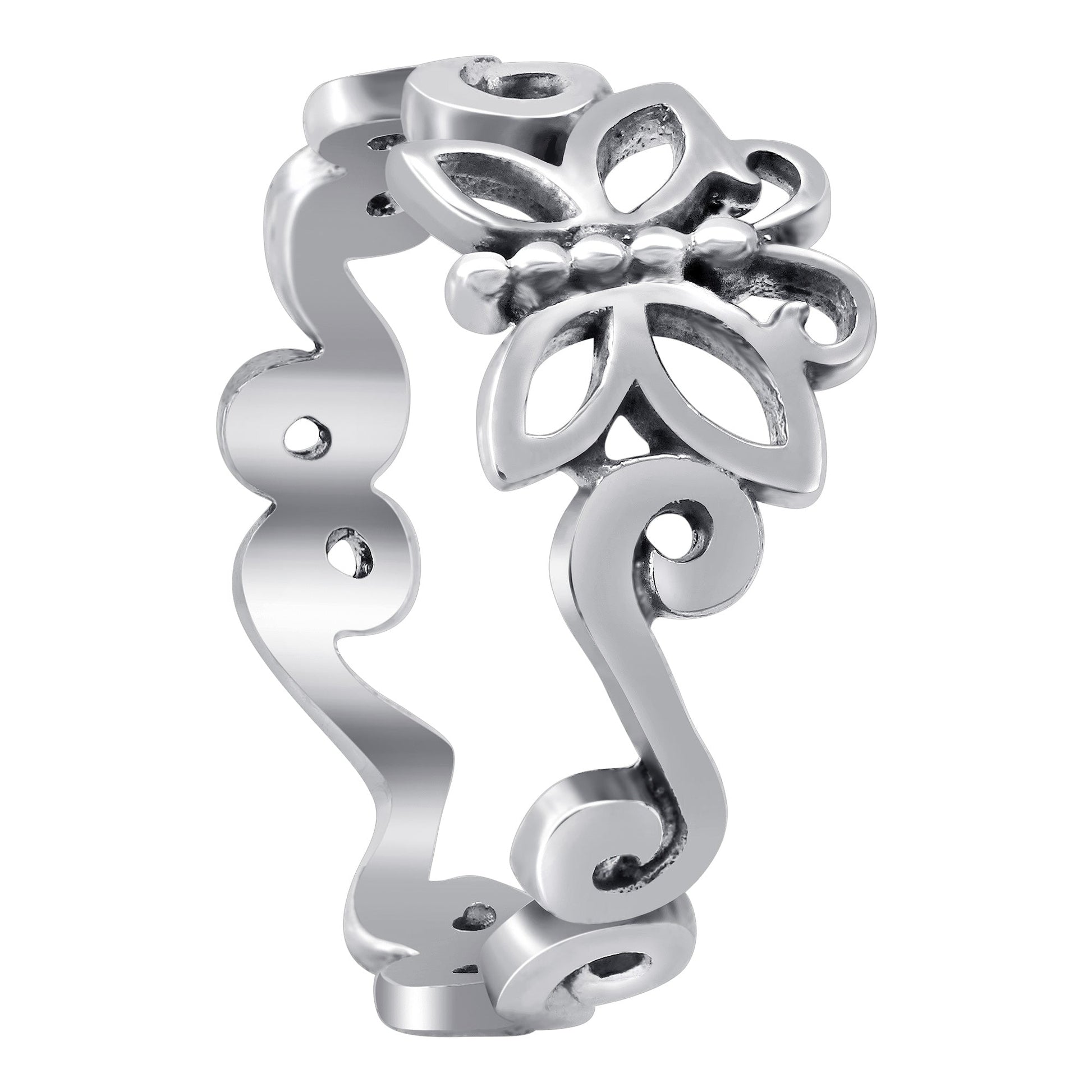 Butterfly Swirl Design 925 Sterling Silver Ring - Gem Avenue