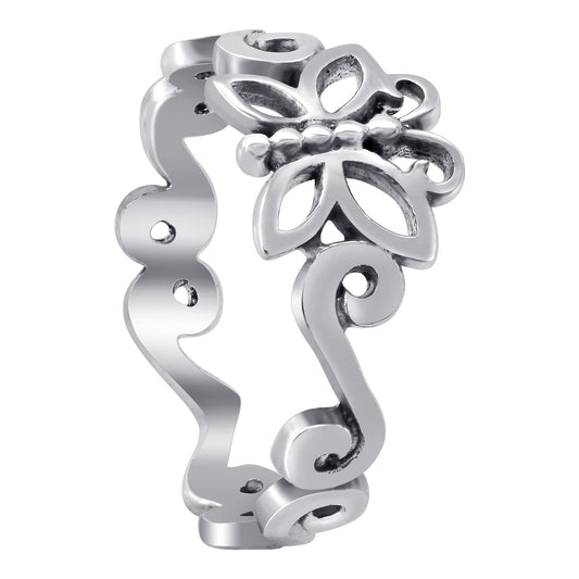 Butterfly Swirl Design 925 Sterling Silver Ring - Gem Avenue