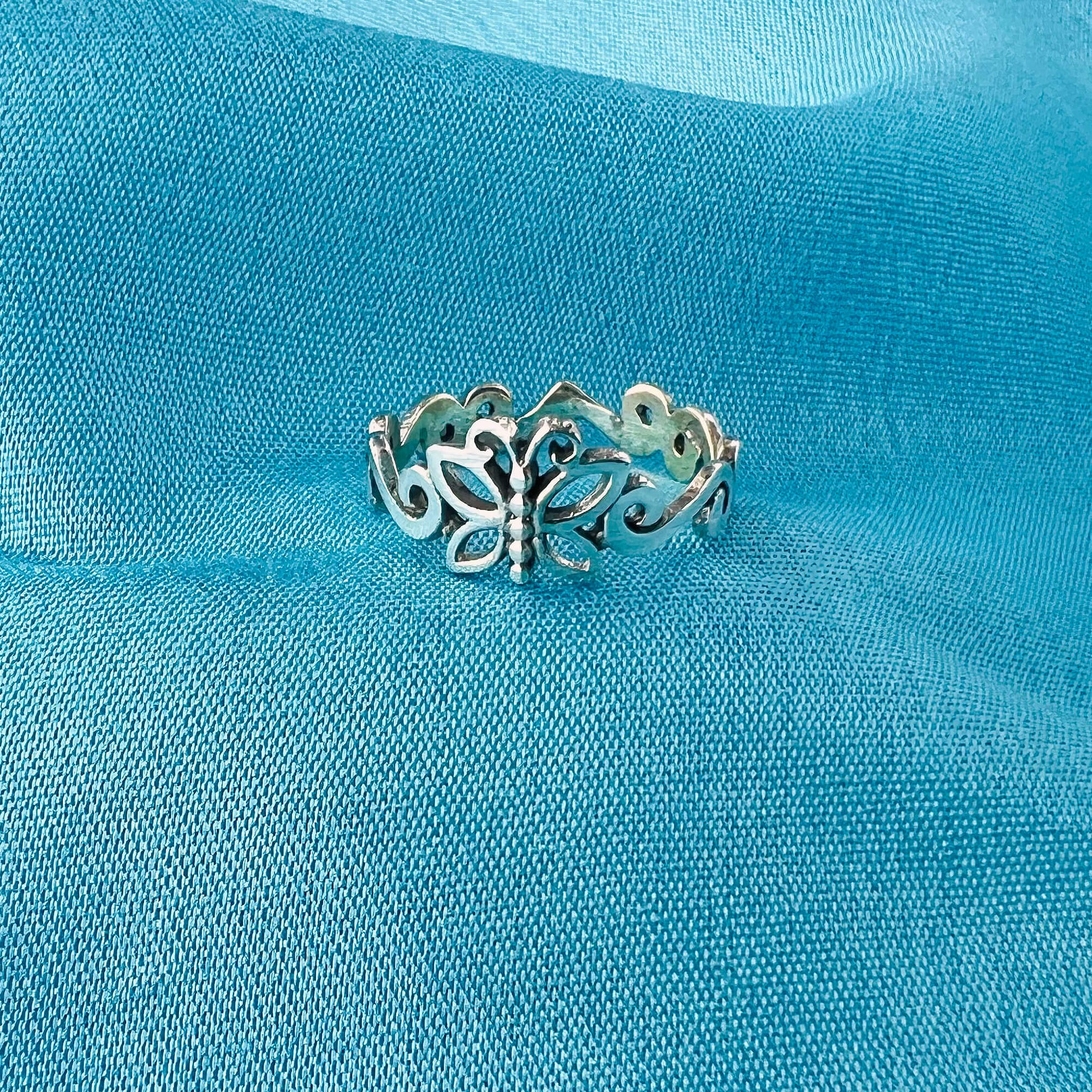 Butterfly Swirl Design 925 Sterling Silver Ring - Gem Avenue