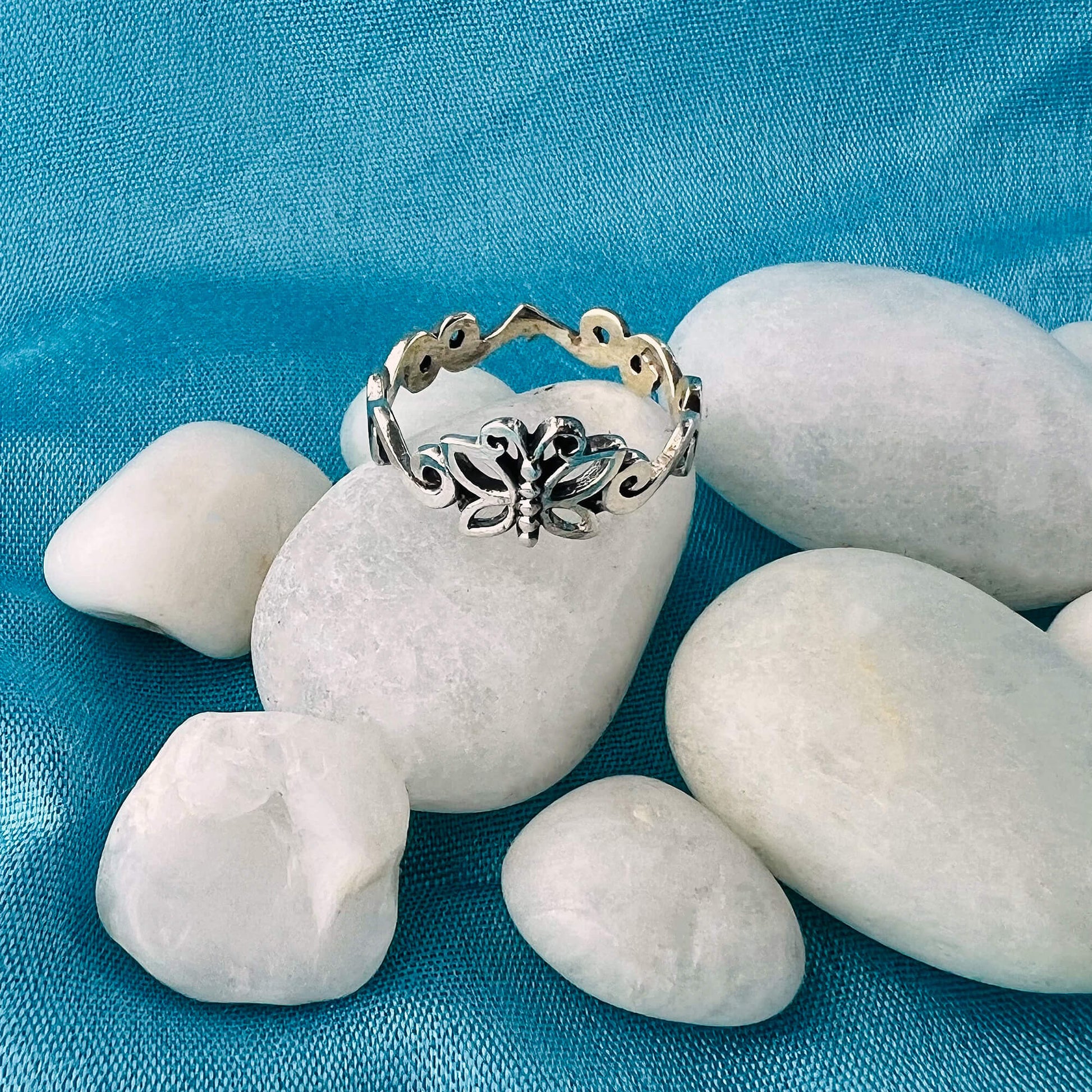 Butterfly Swirl Design 925 Sterling Silver Ring - Gem Avenue