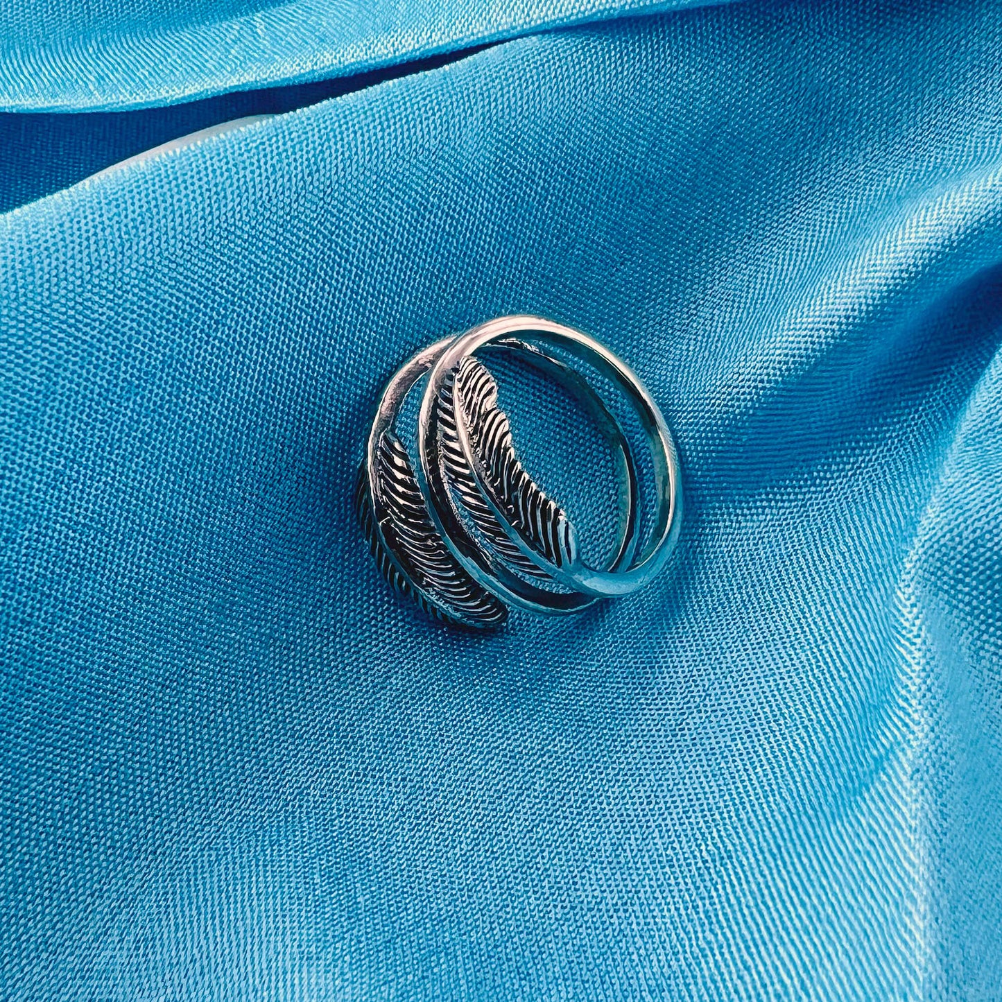 Feather Shaped Oxidised 925 Sterling Silver Ring - Gem Avenue