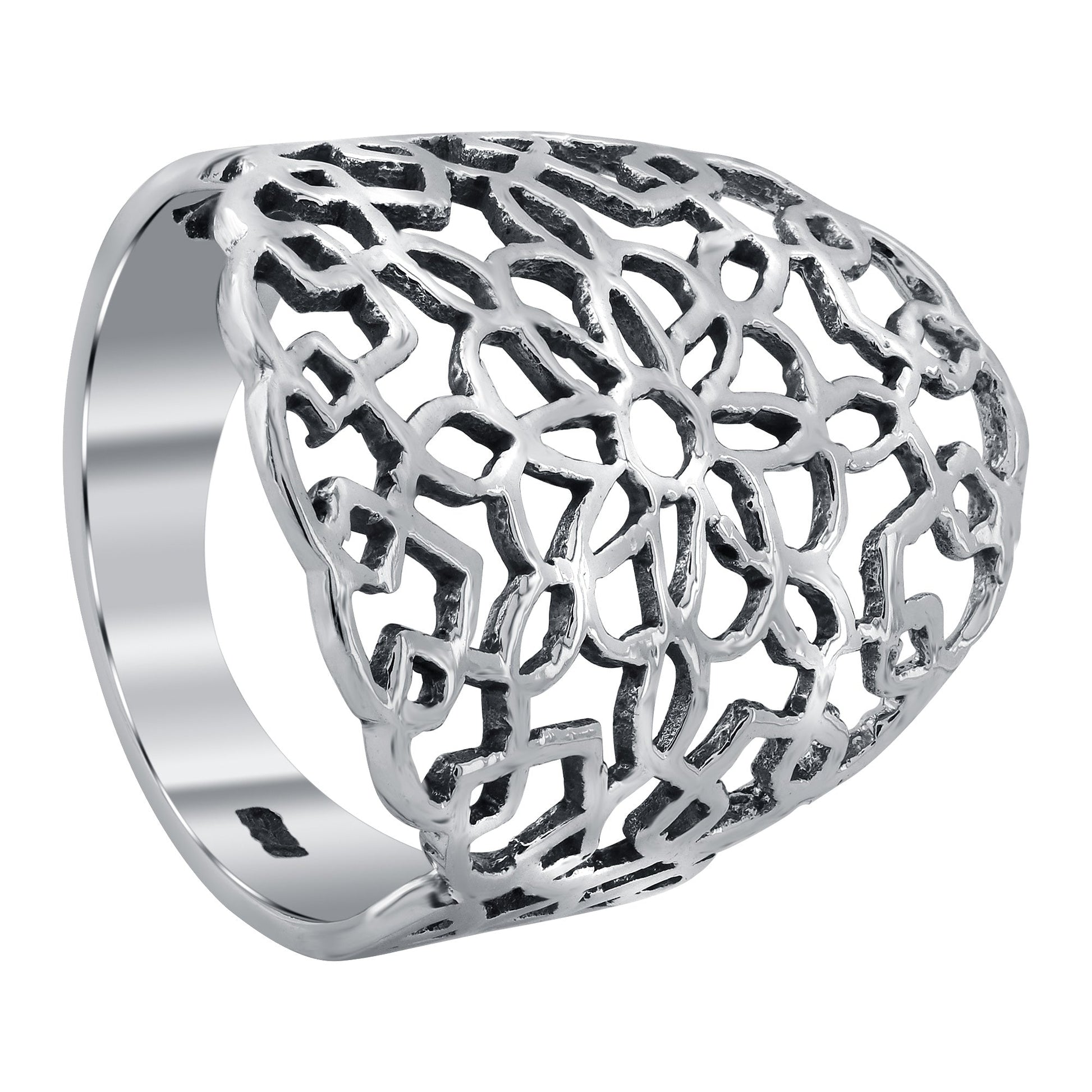 Floral Filigree 925 Sterling Silver Ring - Gem Avenue