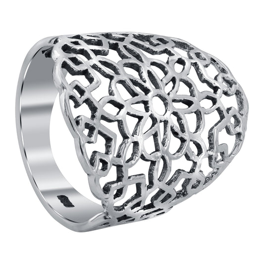 Floral Filigree 925 Sterling Silver Ring - Gem Avenue