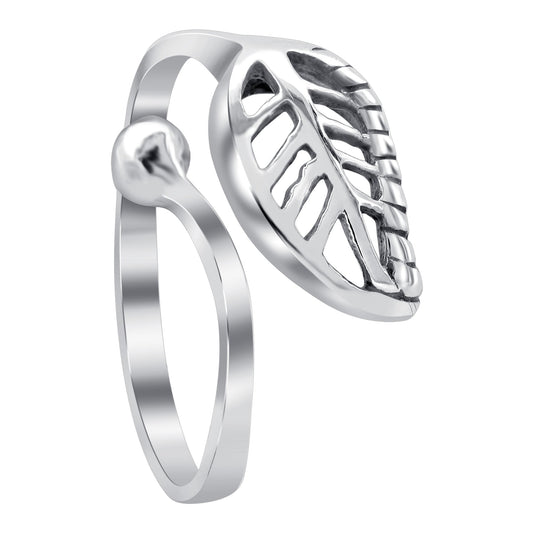 Leaf Design 925 Sterling Silver Adjustable Ring