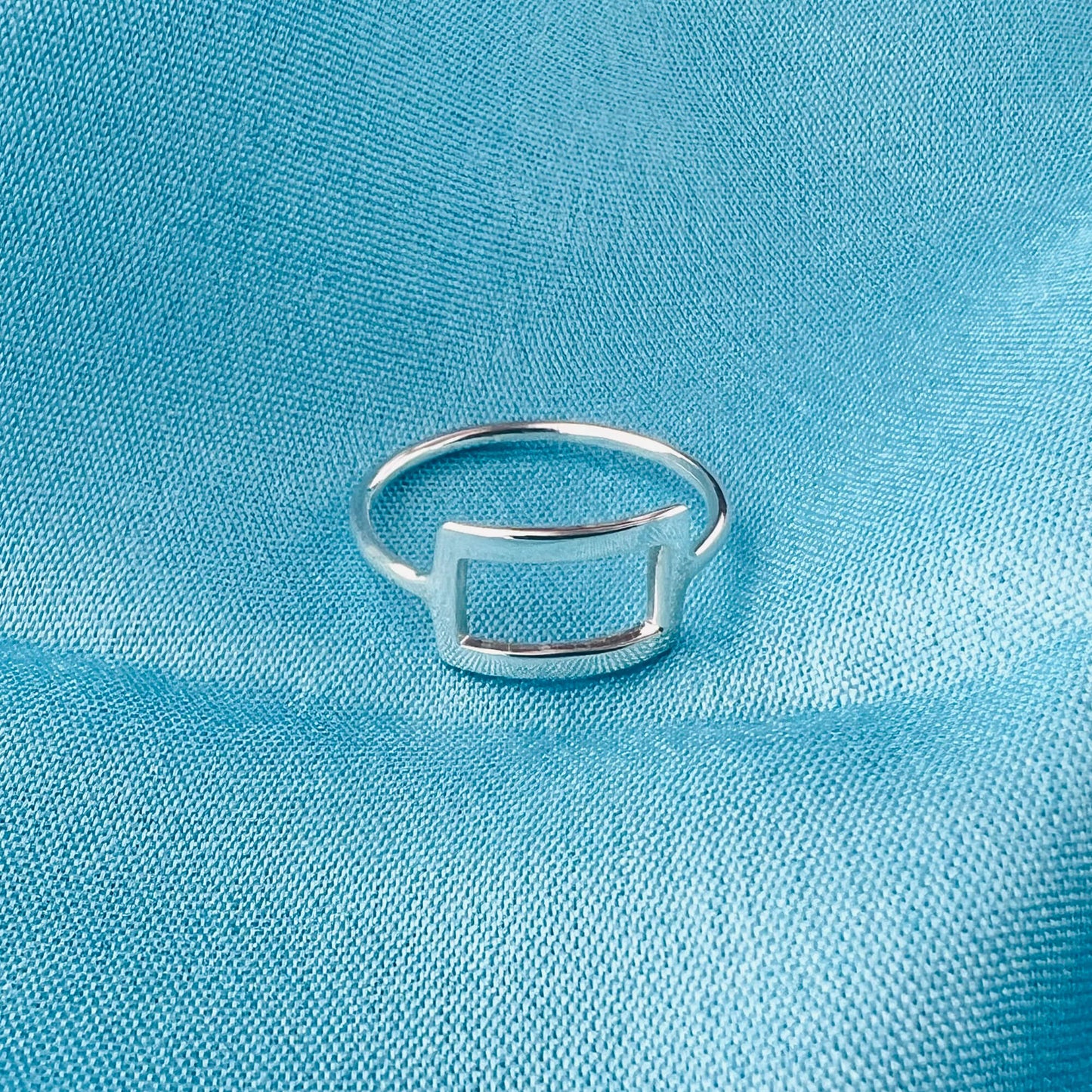 Open Rectangle Shape 925 Sterling Silver Ring - Gem Avenue