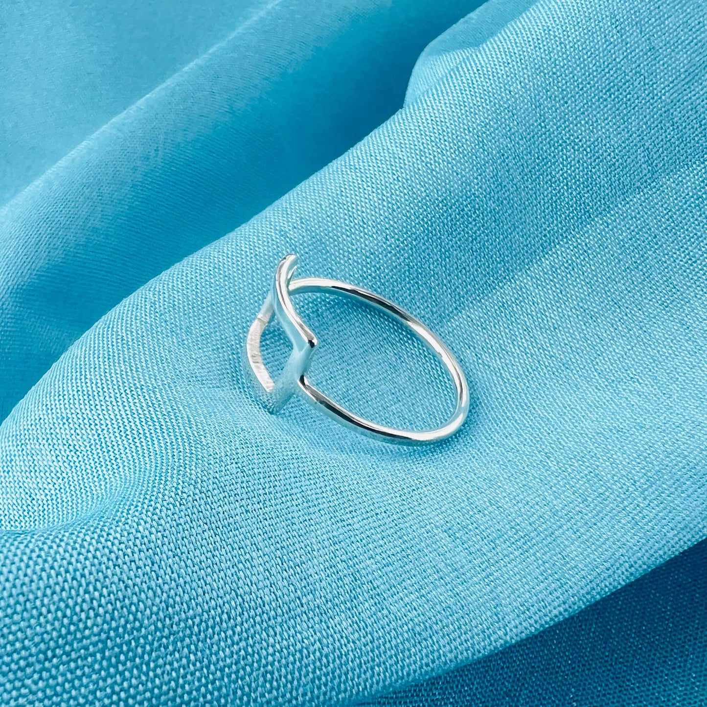 Open Rectangle Shape 925 Sterling Silver Ring - Gem Avenue