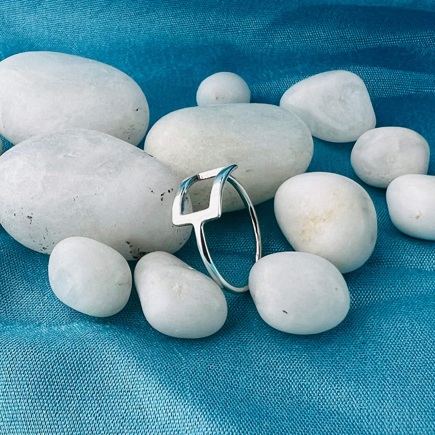 Open Rectangle Shape 925 Sterling Silver Ring - Gem Avenue