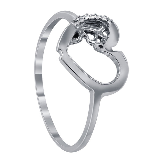 Love Heart Oxidised 925 Sterling Silver Ring - Gem Avenue