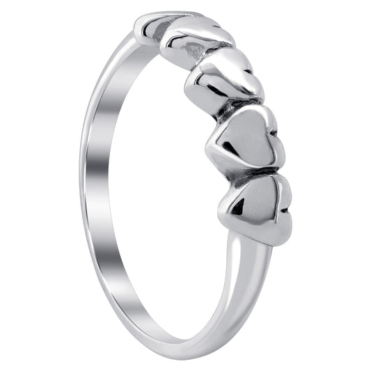 925 Sterling Silver Love Hearts Ring - Gem Avenue