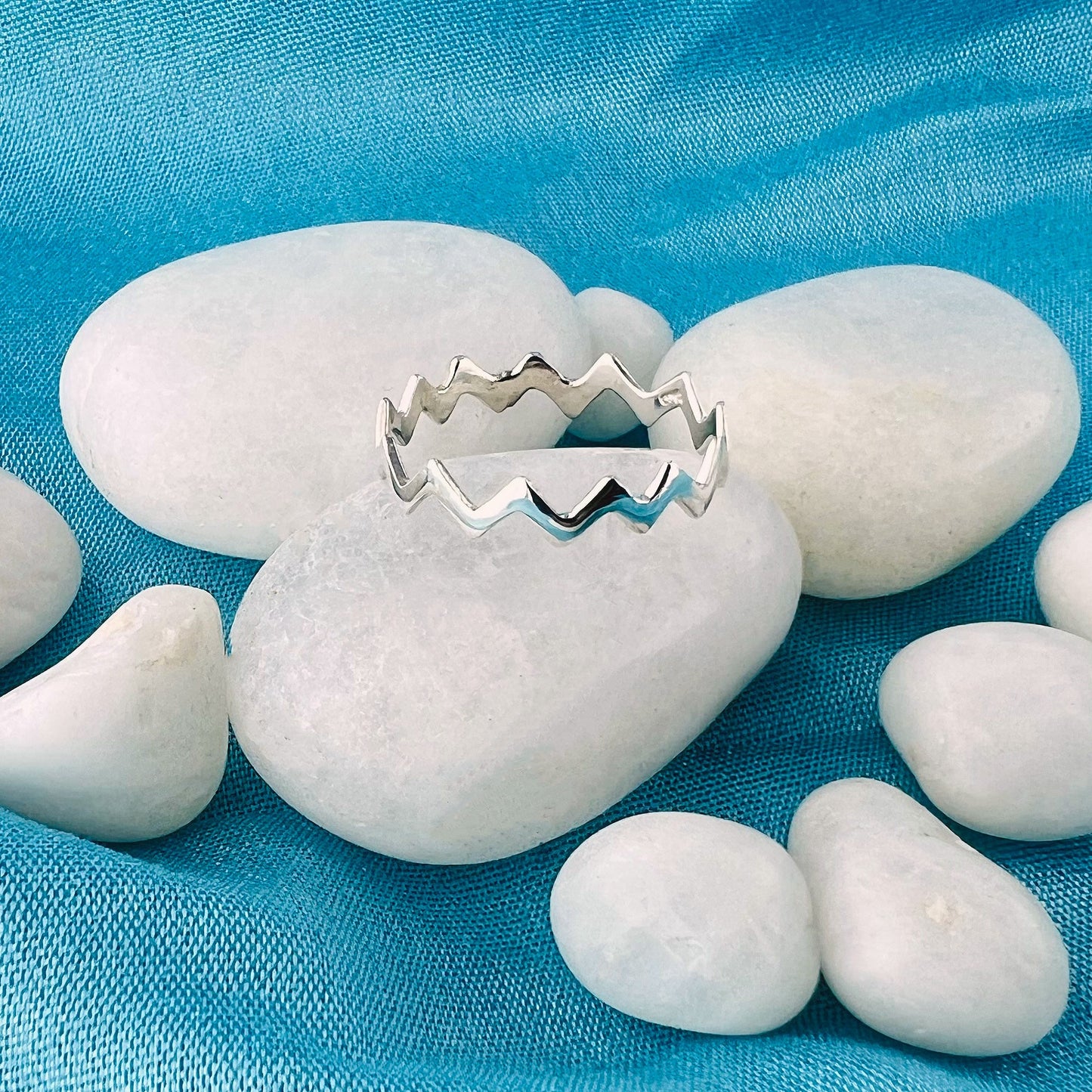 Modern Zig Zag 925 Sterling Silver Ring for Women Stylish Minimalist Adjustable Finger Jewelry - GR515