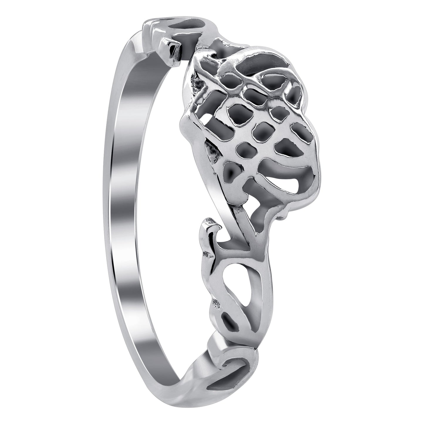 Love Heart Polished 925 Sterling Silver Ring - Gem Avenue