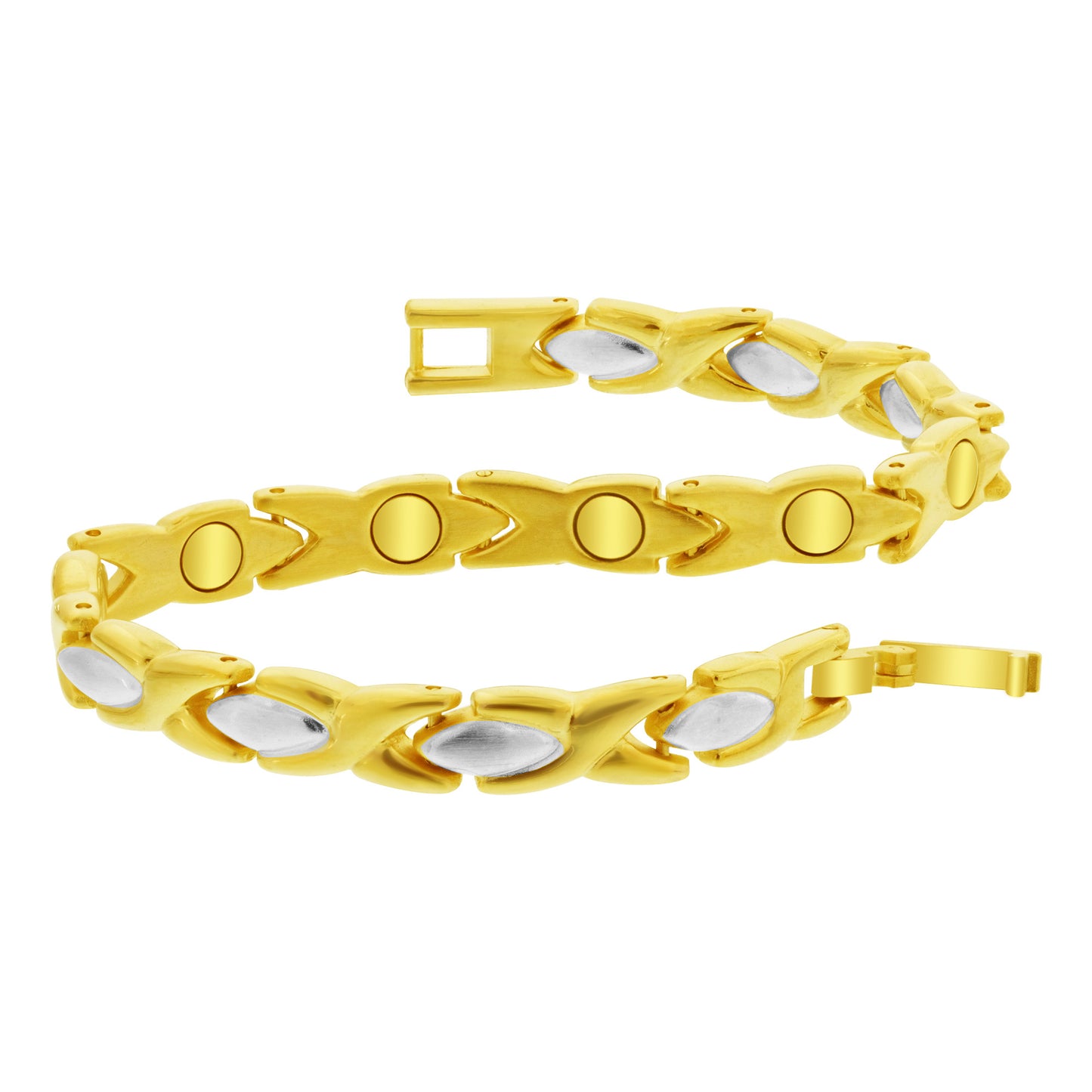 Magnetic Hugs and Kisses 2 Tone Bracelet 7.5 inches - Gem Avenue