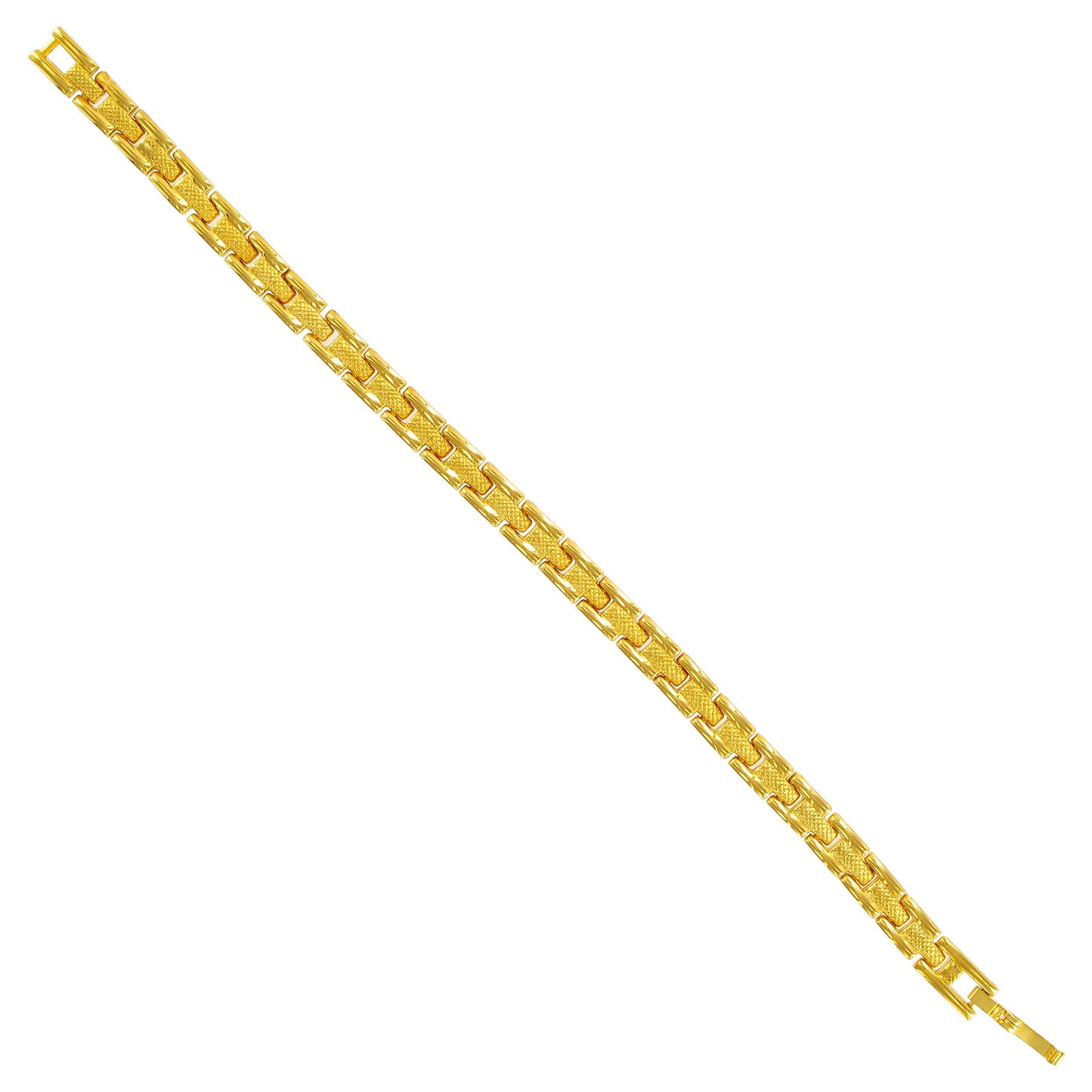 6mm Wide Gold Tone Link Magnetic Bracelet Long with Fold over Clasps - Gem Avenue