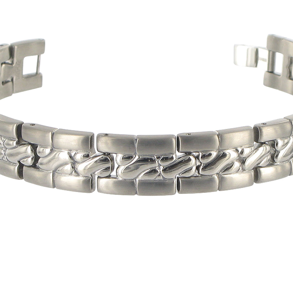 12 MM Mens Texture Pattern Titanium Magnetic Bracelet - Gem Avenue