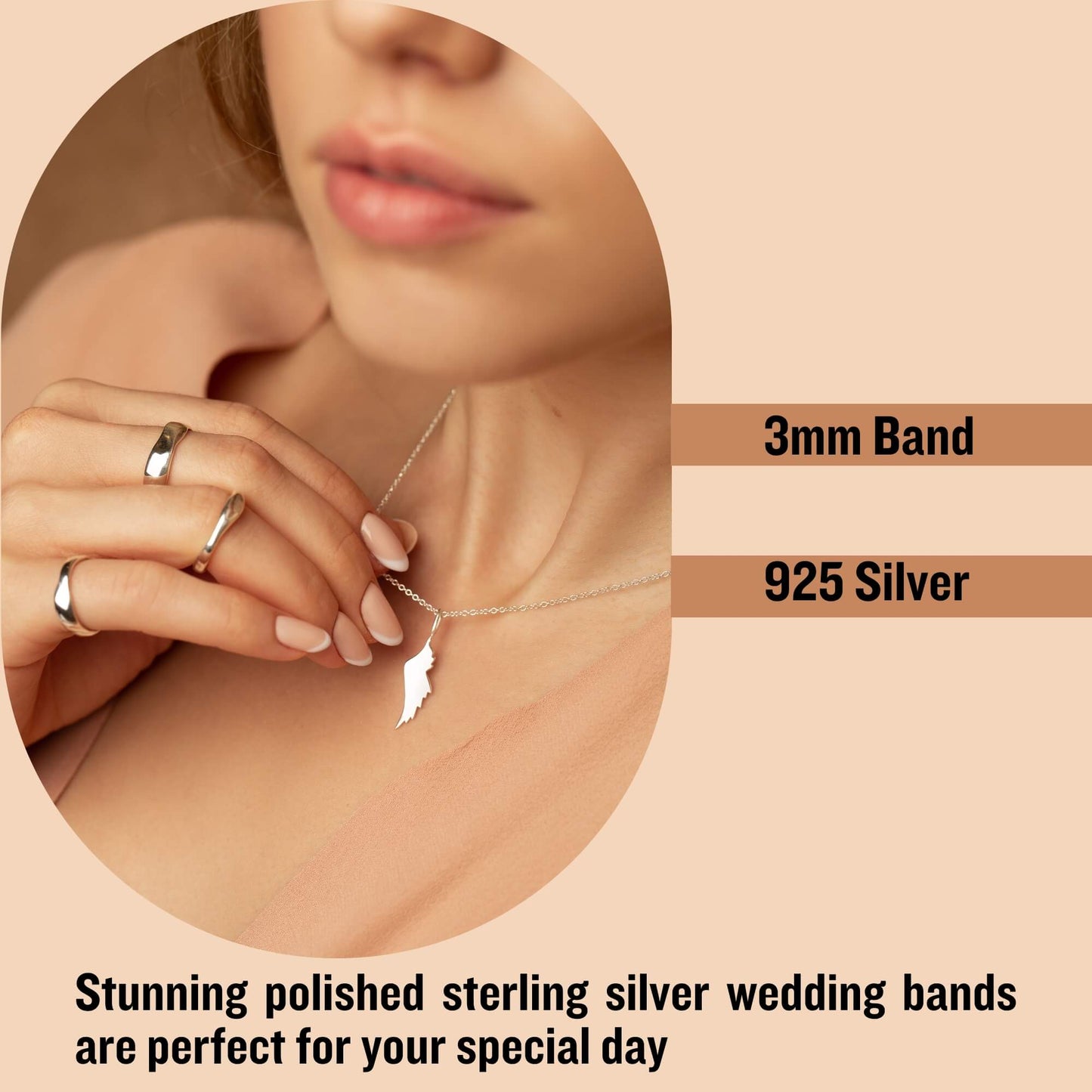 Sterling Silver 3mm Wedding Band Ring - Gem Avenue