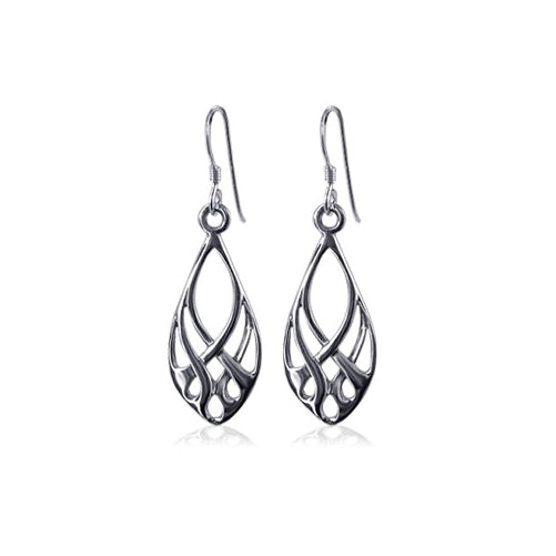 Endless Knot Design 925 Sterling Silver Fish Hook Dangle Earrings - Gem Avenue