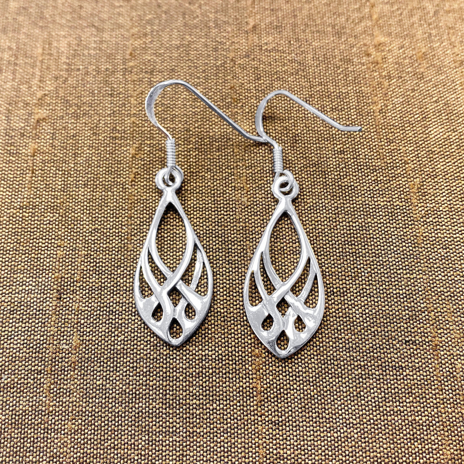 Endless Knot Design 925 Sterling Silver Fish Hook Dangle Earrings - Gem Avenue