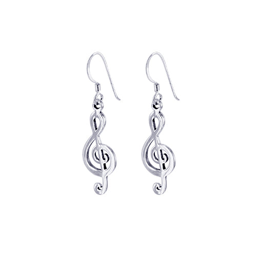 925 Sterling Silver Musical Note French Hook Dangle Earrings for Women - Gem Avenue