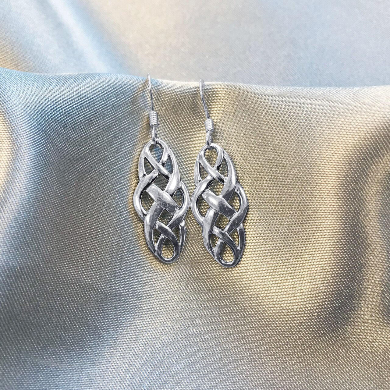 925 Sterling Silver Celtic Knot French Hook Dangle Earrings for Women - Gem Avenue