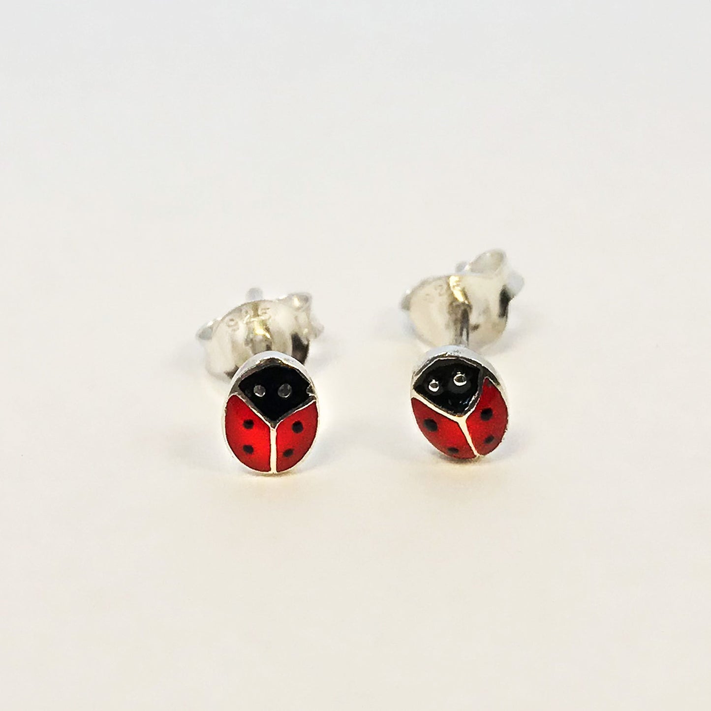 925 Sterling Silver Red Ladybug Post Back Stud Earrings - Gem Avenue