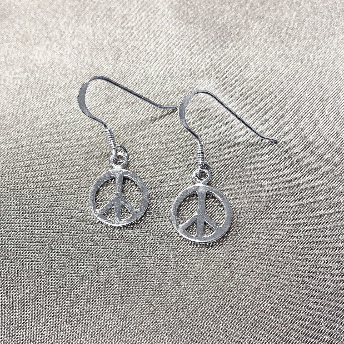 925 Sterling Silver 10mm Peace Sign French Hook Dangle Earrings for Women - Gem Avenue