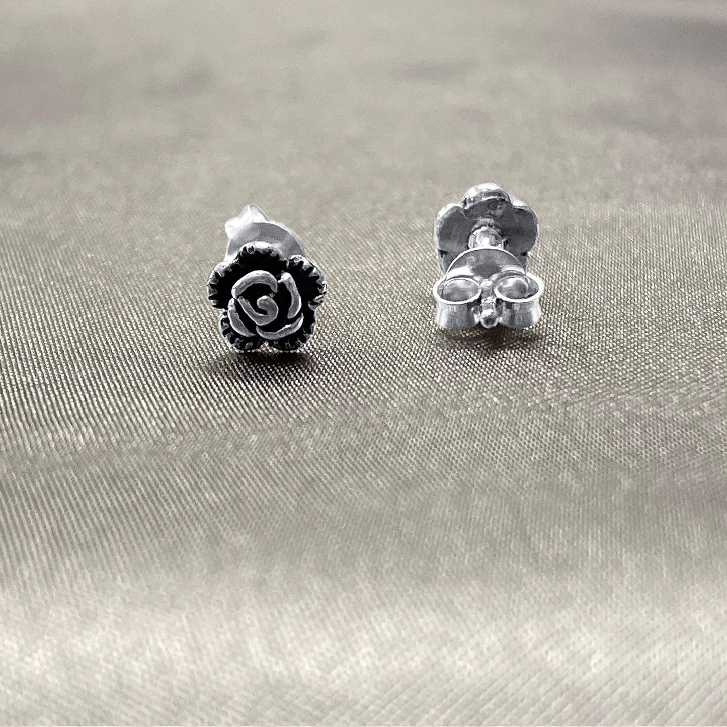 925 Sterling Silver Rose Polished Finish Post Back Stud Earrings - Gem Avenue