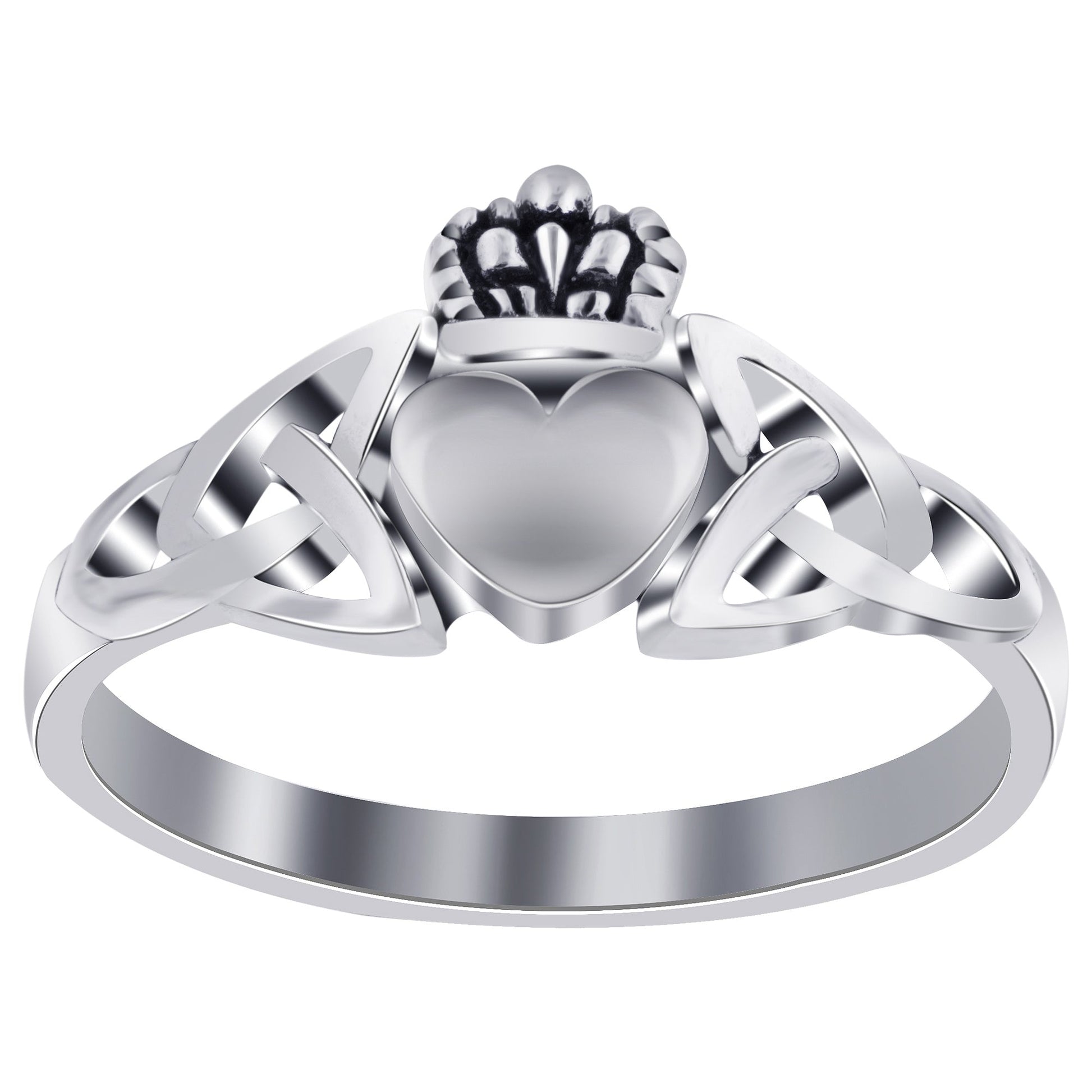 925 Sterling Silver Celtic Knot and Love Heart Irish Claddagh Ring - Gem Avenue