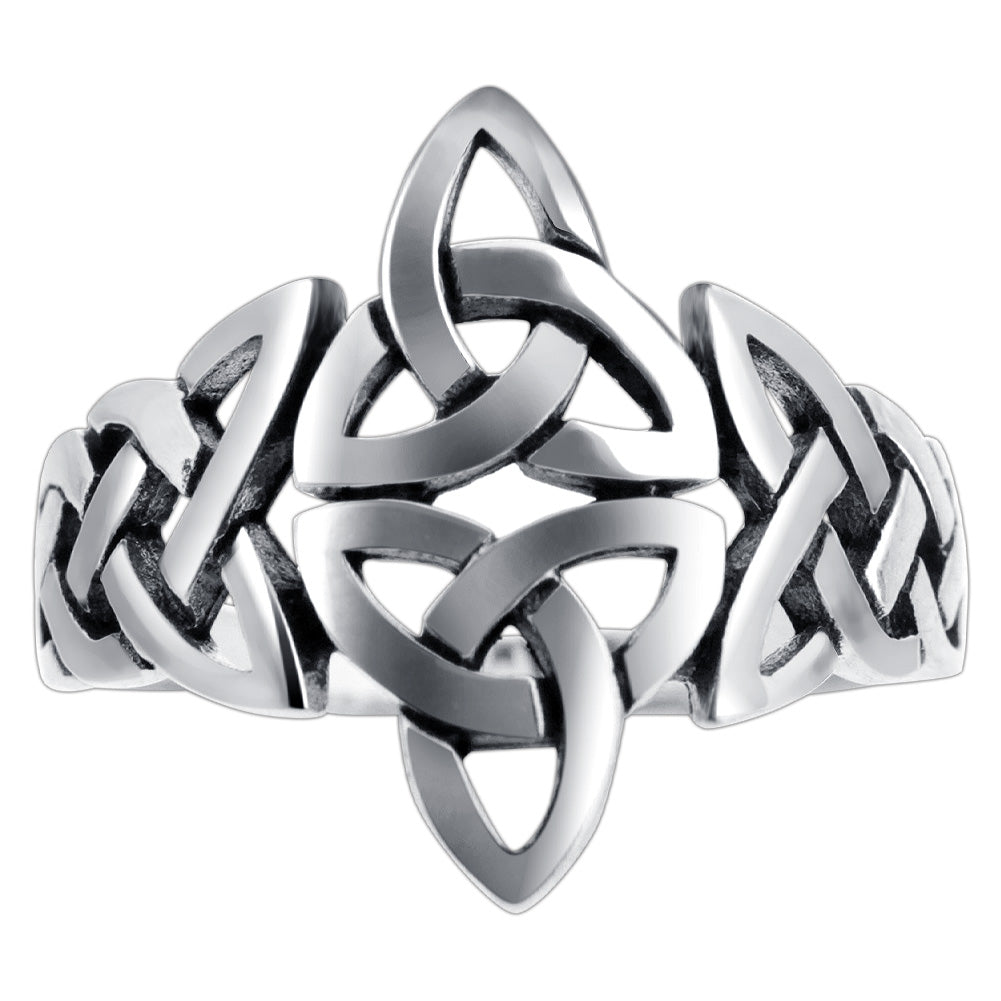 925 Sterling Silver Triquetra Celtic Knot Design Ring - Gem Avenue
