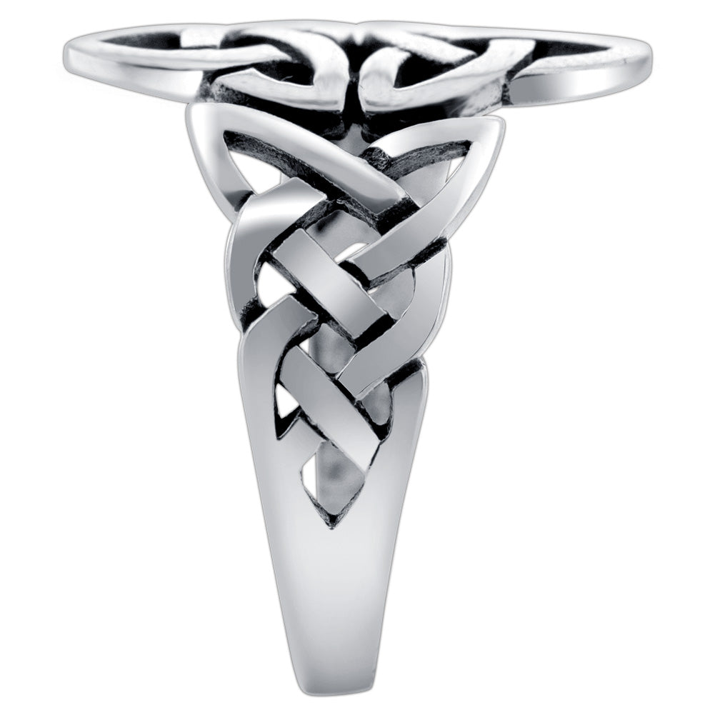 925 Sterling Silver Triquetra Celtic Knot Design Ring - Gem Avenue