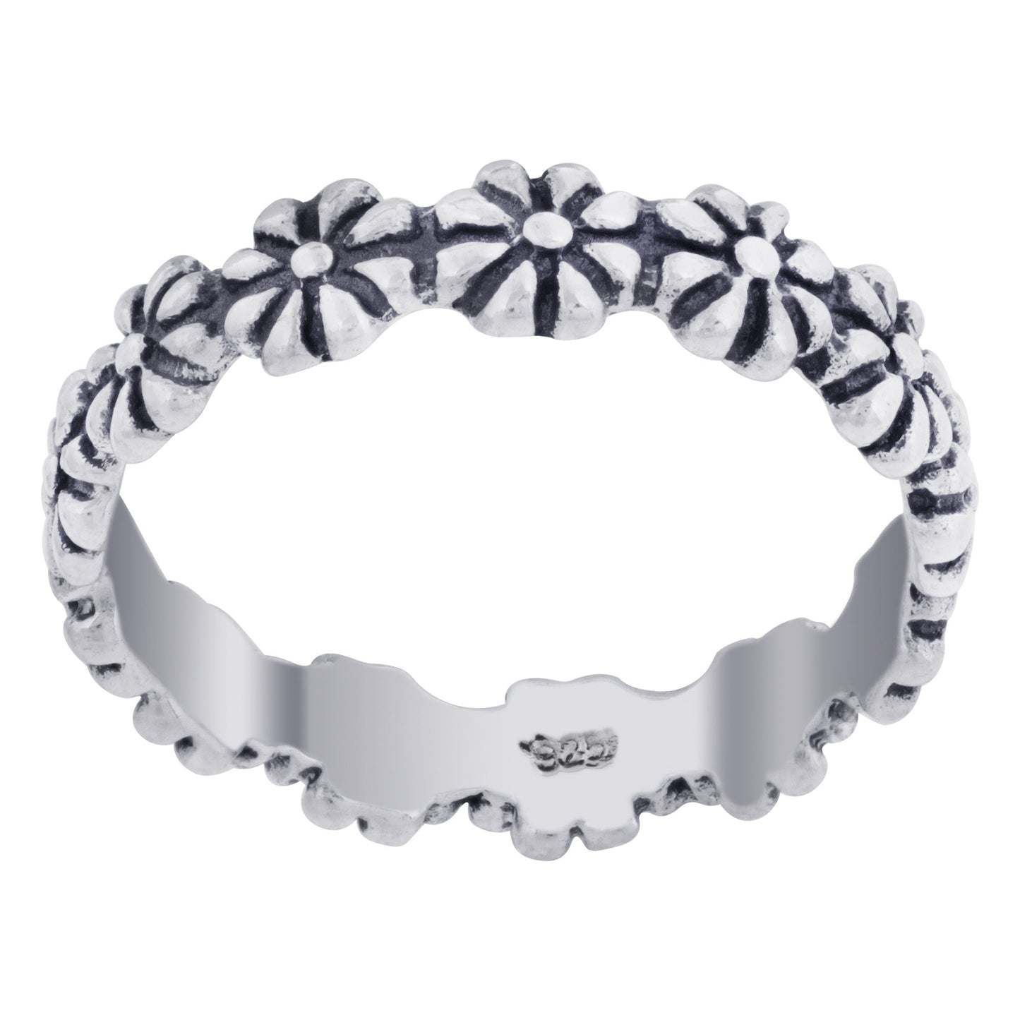 .925 Sterling Silver Daisy Flower Ring Size 6 Delicate Floral Jewelry
