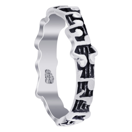 925 Sterling Silver Musical Notes Band Ring - Gem Avenue