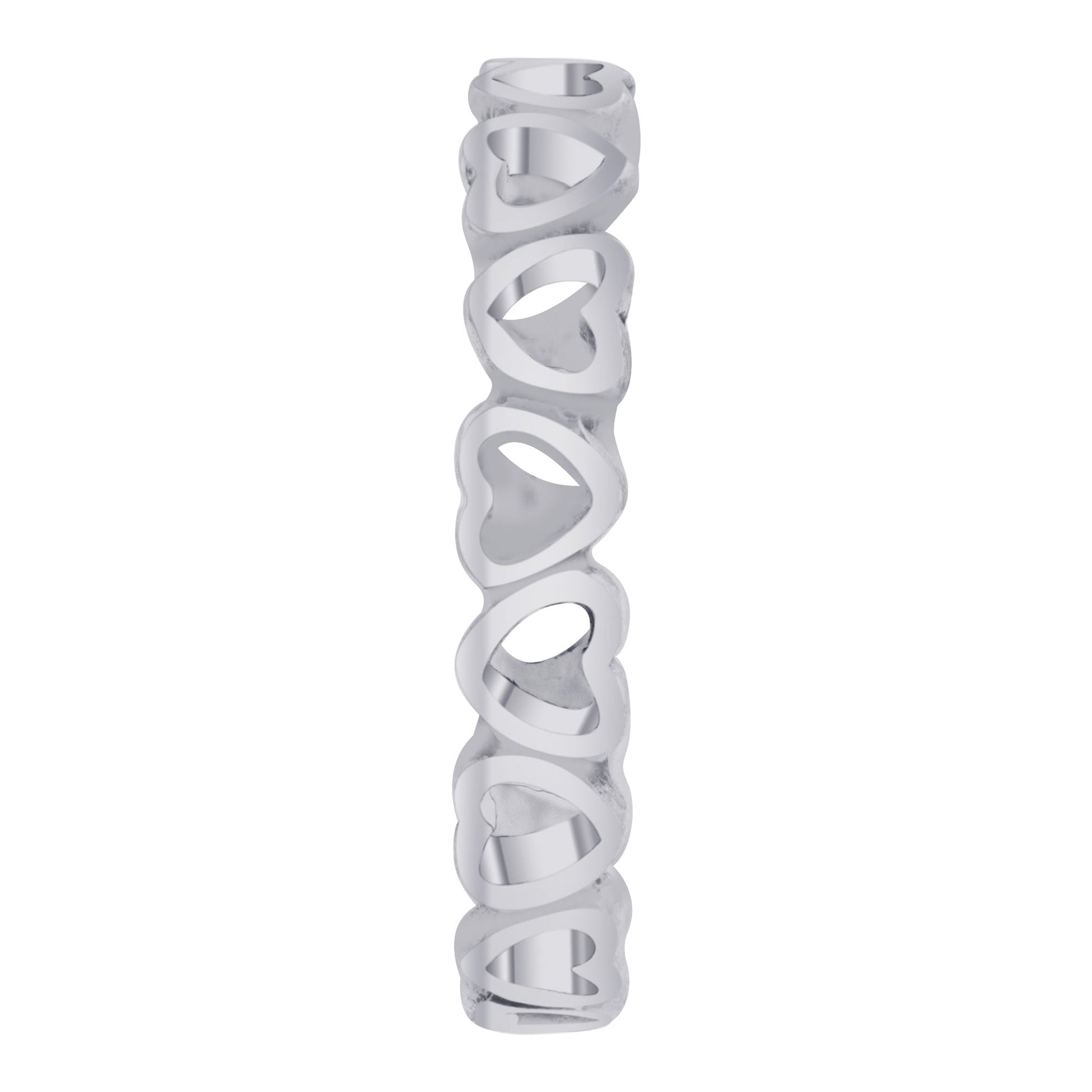 925 Sterling Silver Tiny Open Hearts Eternity Band Ring - Gem Avenue