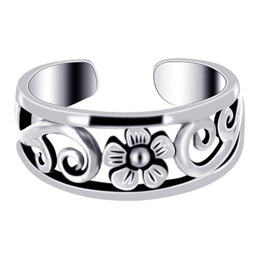 925 Sterling Silver Flower Toe Ring - Gem Avenue